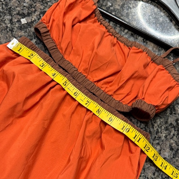 Forever 21 Vibrant Orange and Brown trim fall sundress NWOT S - Picture 9 of 11